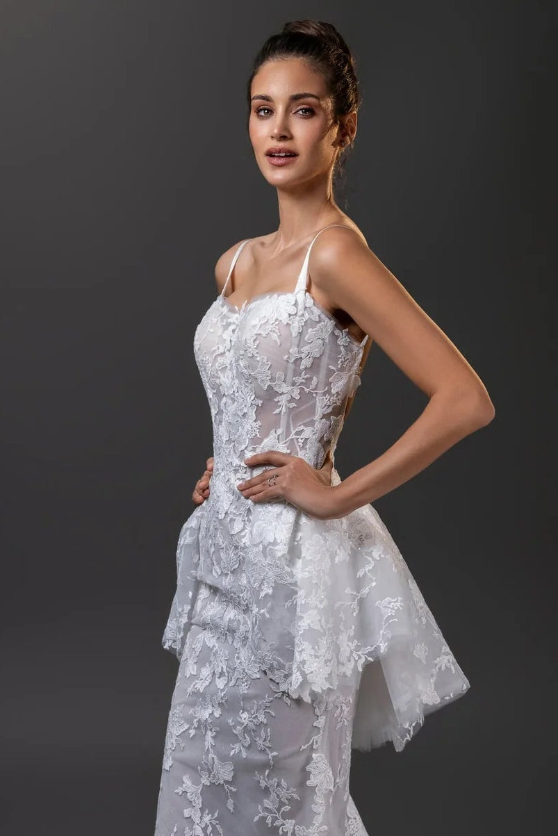 Michelle lace peplum over skirt designed to complement the Michelle Gown, adding volume and elegance in Toronto.